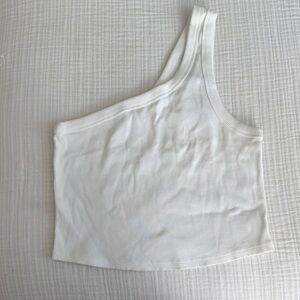Everlane One-Shoulder Ribbed Tank Top in White